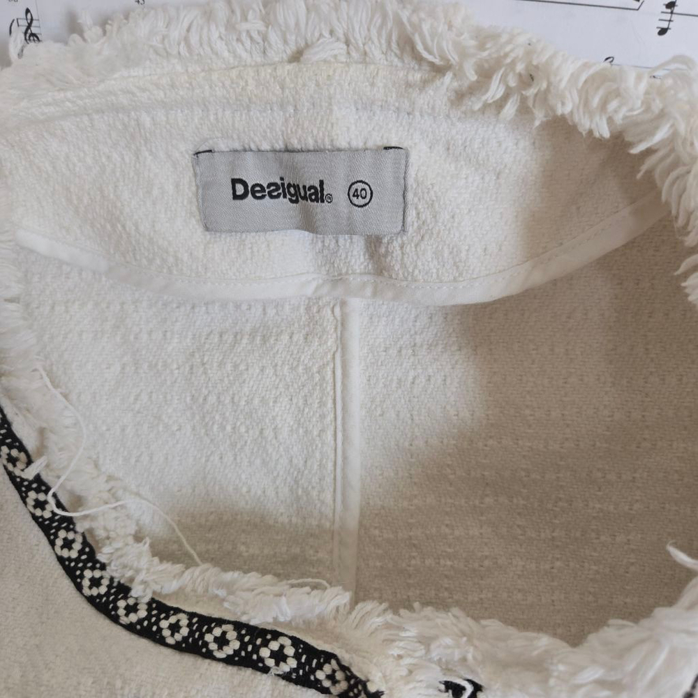 Chase White Woven Chase Smart Jacket Desigual Style 72E2YG4 Sz 8 40 - Picture 8 of 10